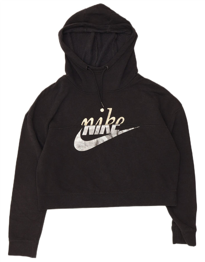 Felpa con cappuccio grafica Nike da donna piccola nera