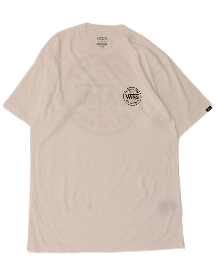 VANS Mens Classic Fit Graphic T-Shirt Top Medium White Cotton