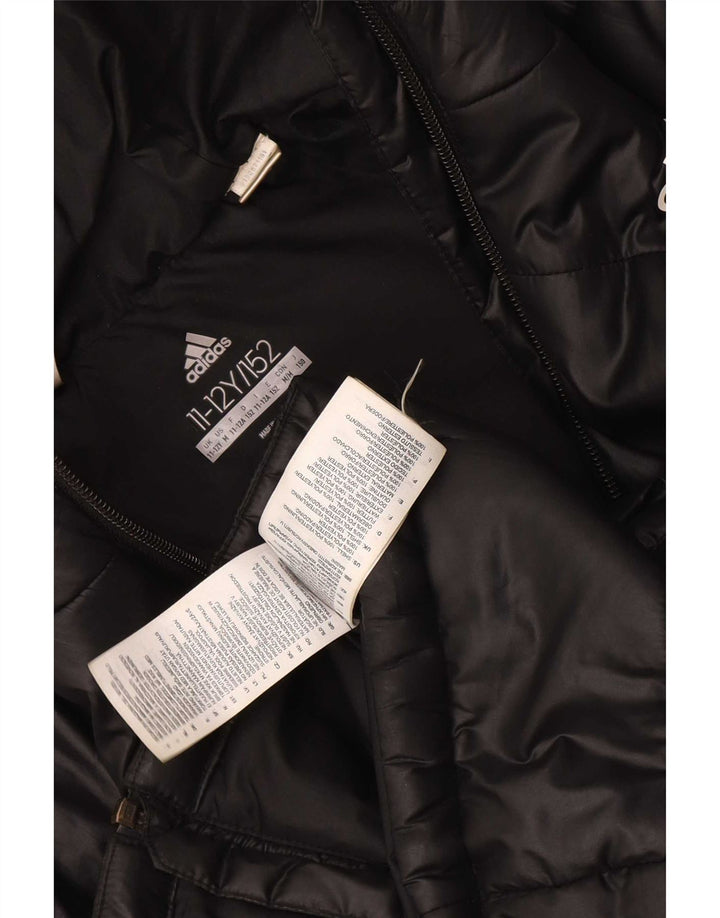 Giacca imbottita con cappuccio Adidas da ragazzo 11-12 anni in poliestere nero