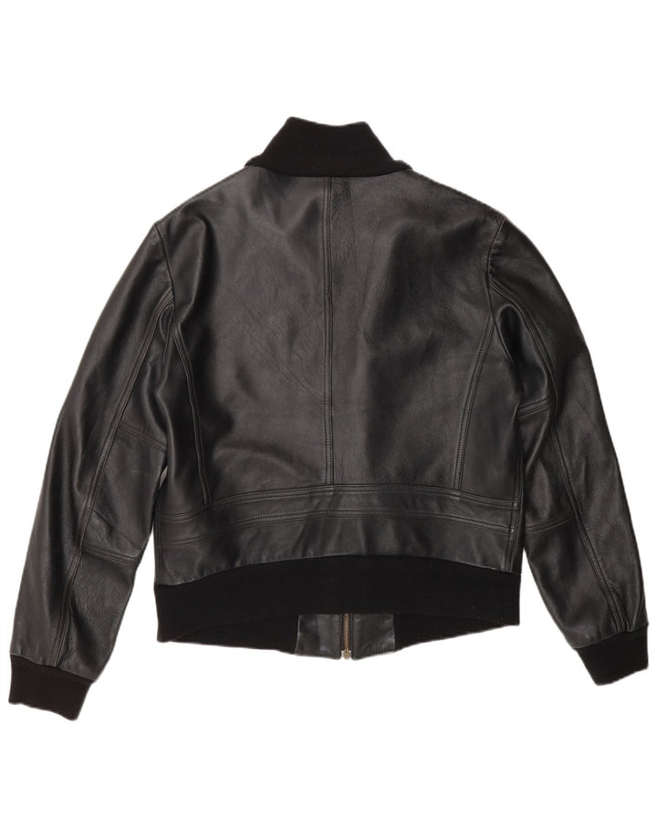 Giacca in pelle vintage da uomo UK 38 media nera