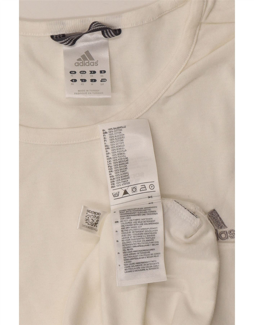 Maglia ADIDAS da donna a manica lunga UK 10 piccola in cotone bianco
