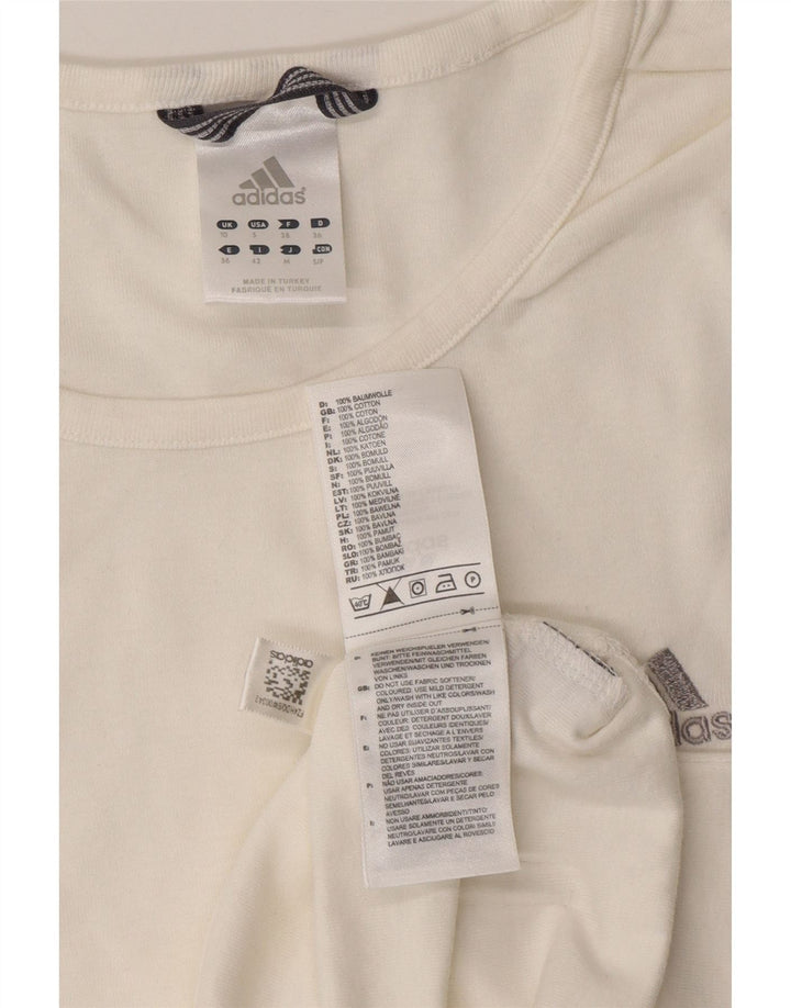 Maglia ADIDAS da donna a manica lunga UK 10 piccola in cotone bianco