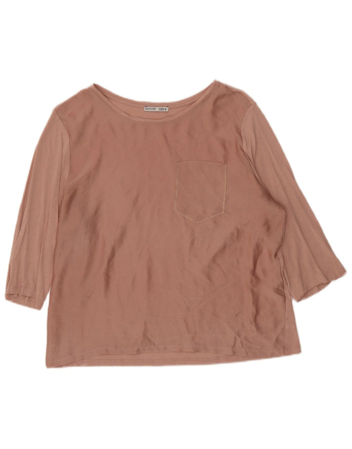 Top Zara con maniche a 3/4 da donna UK 16 Large Rosa