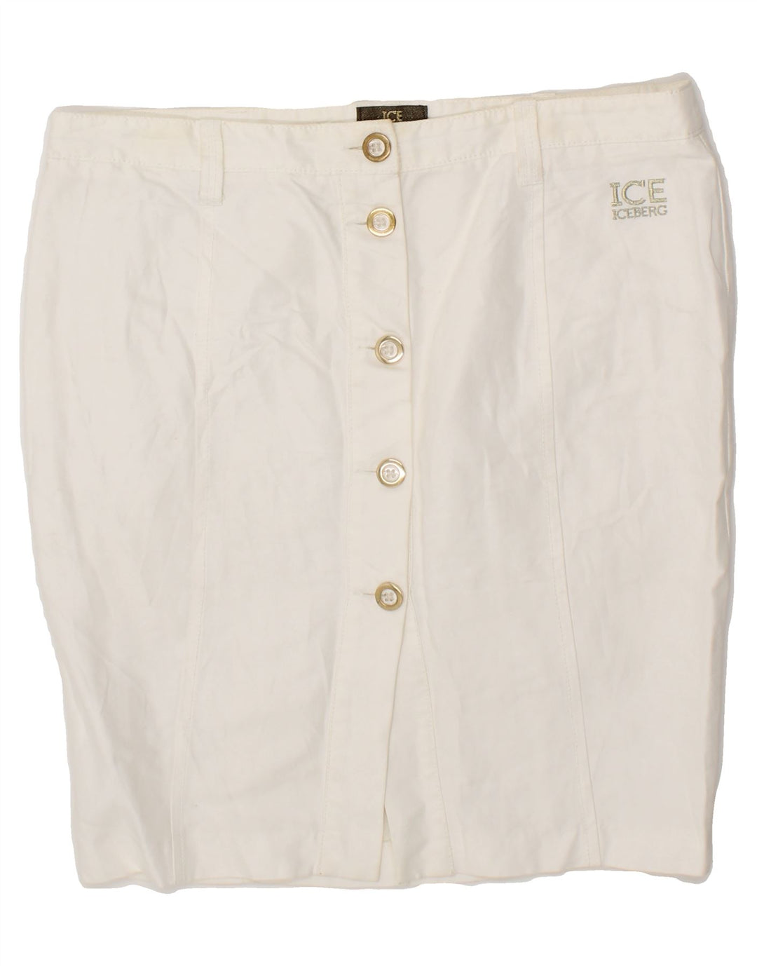 ICEBERG Womens Pencil Skirt W34 Large White Cotton Vintage Iceberg and Second-Hand Iceberg from Messina Hembry 
