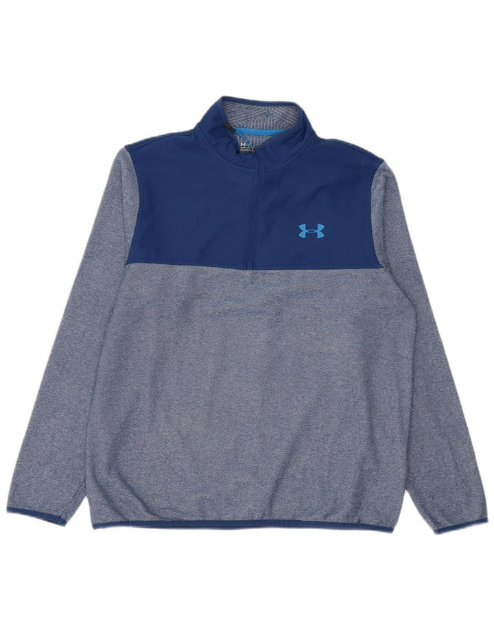 Under Armour Uomo Cold Gear Pullover Tuta Top Grande a Righe Blu