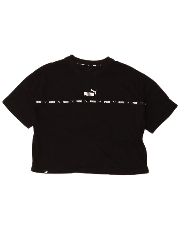 T-shirt grafica corta da donna Puma UK 16 grande cotone nero