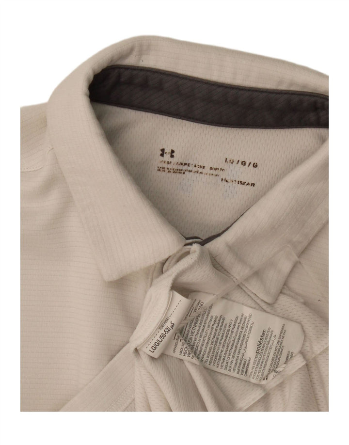 Polo da uomo Under Armour grande bianca in poliestere sportiva