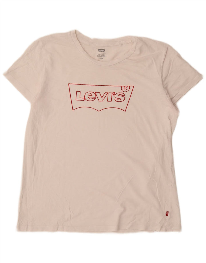 T-shirt grafica da donna Levi's Top UK 16 grande bianca