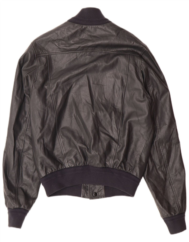 Giubbotto bomber in pelle da uomo vintage UK 36 piccola pelle grigia