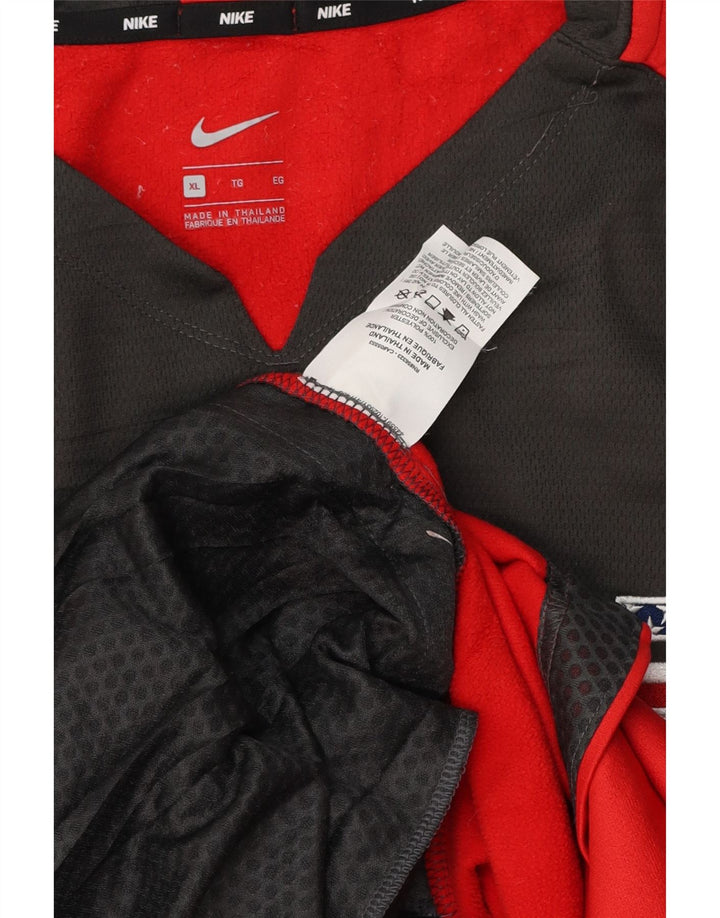 Maglia NIKE da uomo a maniche lunghe XL rossa in poliestere color block