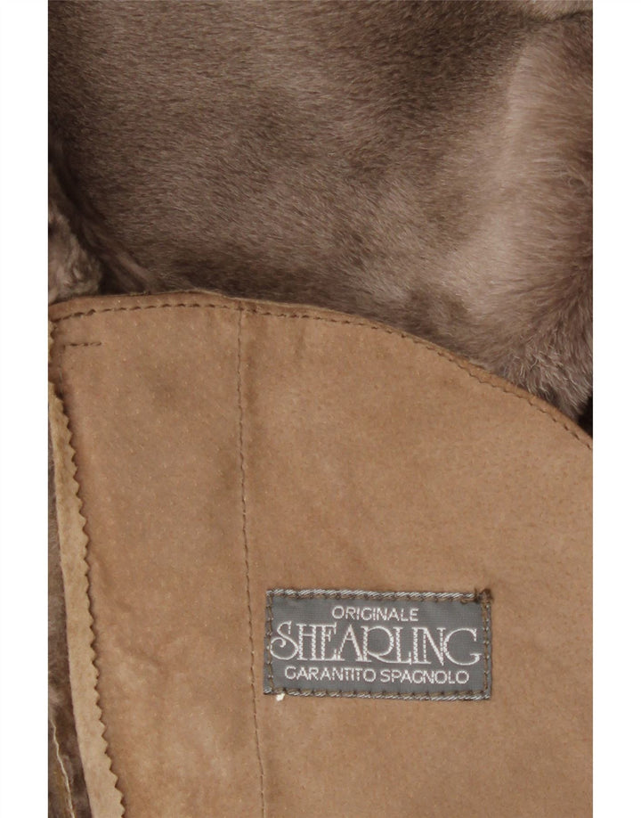 Cappotto in shearling vintage da donna UK 18 XL Shearling beige