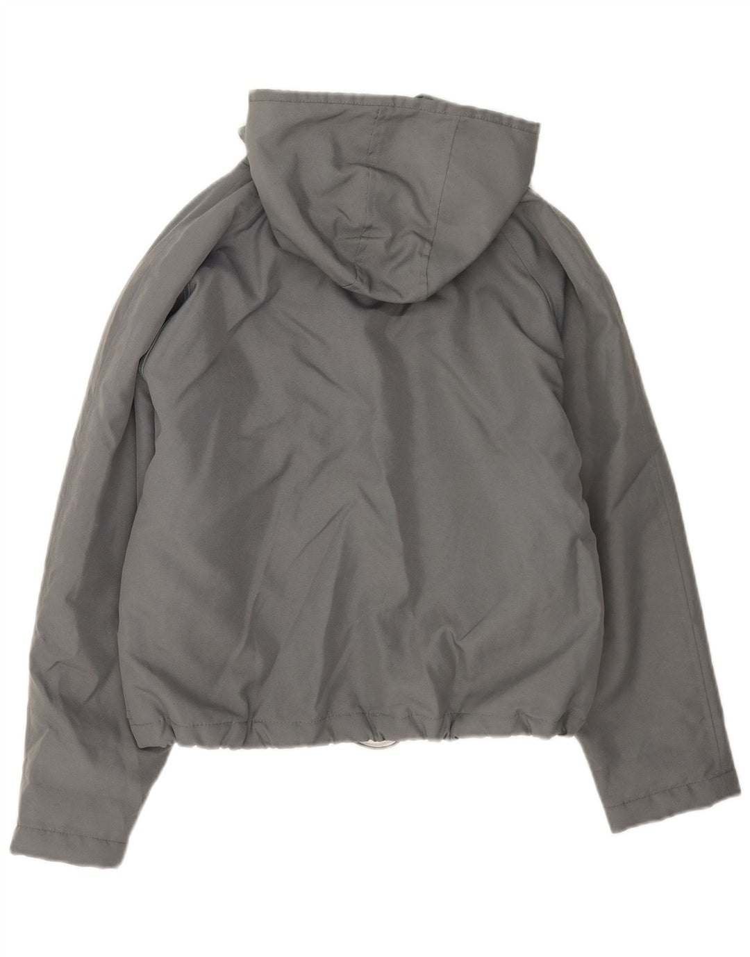 Giacca a vento oversize con cappuccio da donna vintage UK 10 piccola in nylon grigio