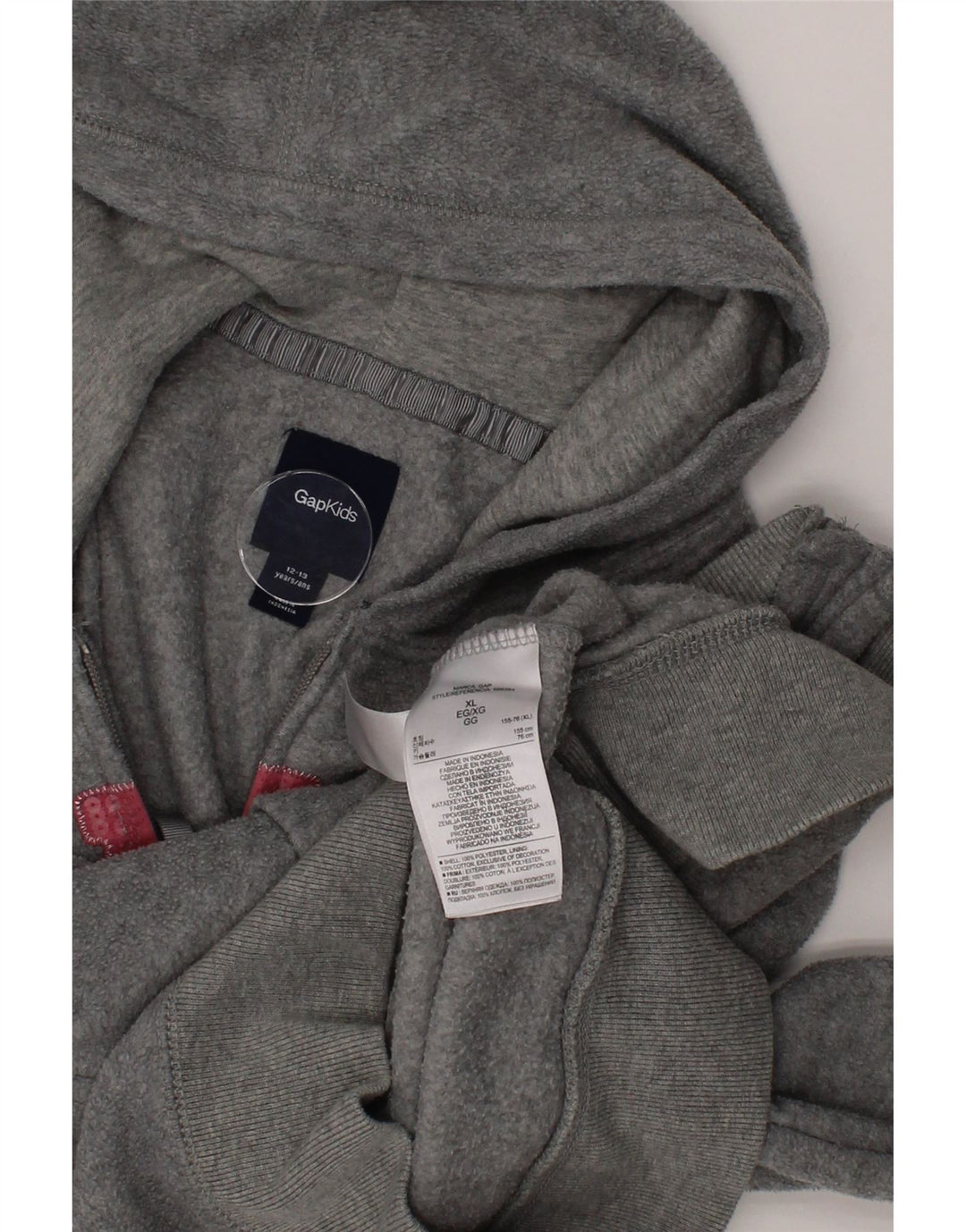 GAP Girls Graphic Zip Hoodie Sweater 12-13 Years Grey Polyester Vintage Gap and Second-Hand Gap from Messina Hembry 