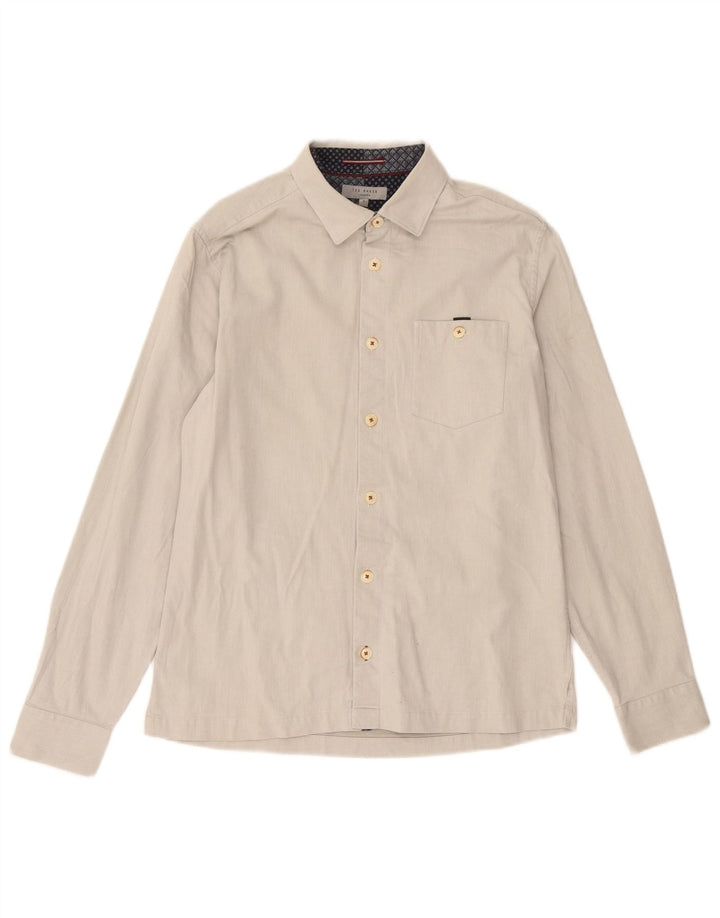 Camicia da uomo Ted Baker taglia 3 piccola in cotone bianco sporco