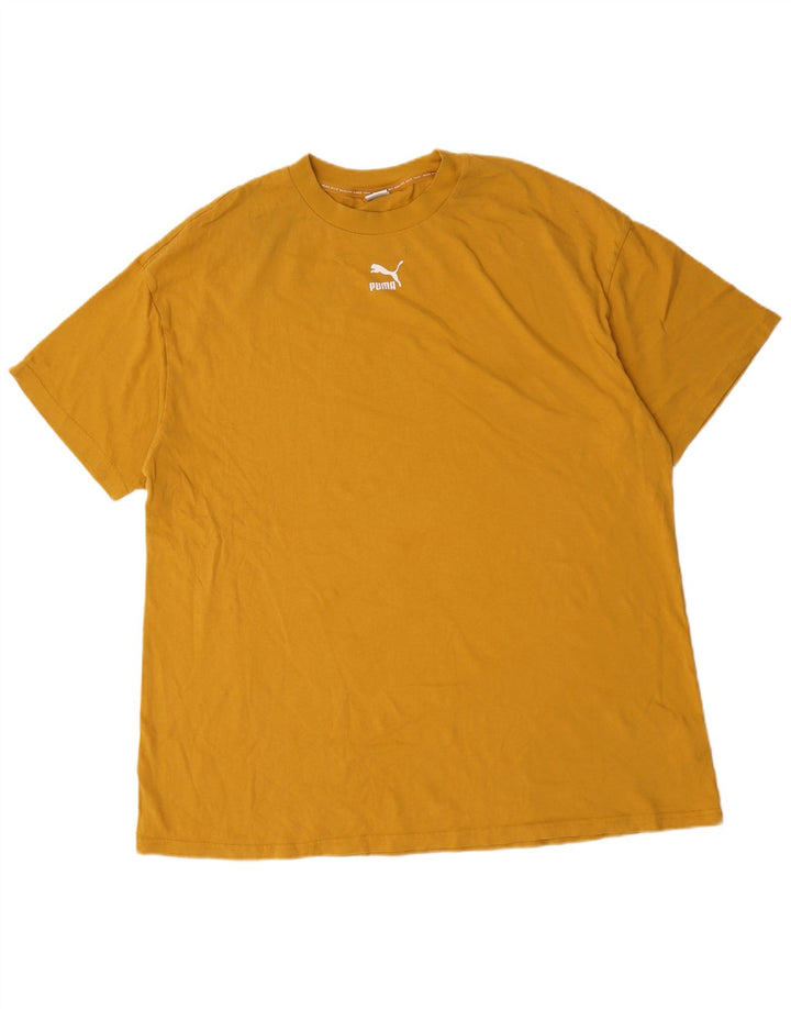 T-shirt Puma da uomo vestibilità ampia, top in cotone giallo medio
