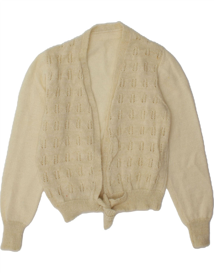 VINTAGE Womens Cardigan Sweater UK 14 Medium Beige Vintage Vintage and Second-Hand Vintage from Messina Hembry 