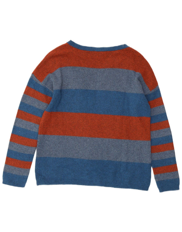 SEASALT CORNWALL Maglione da donna con scollo a barca UK 10 Piccolo a righe blu