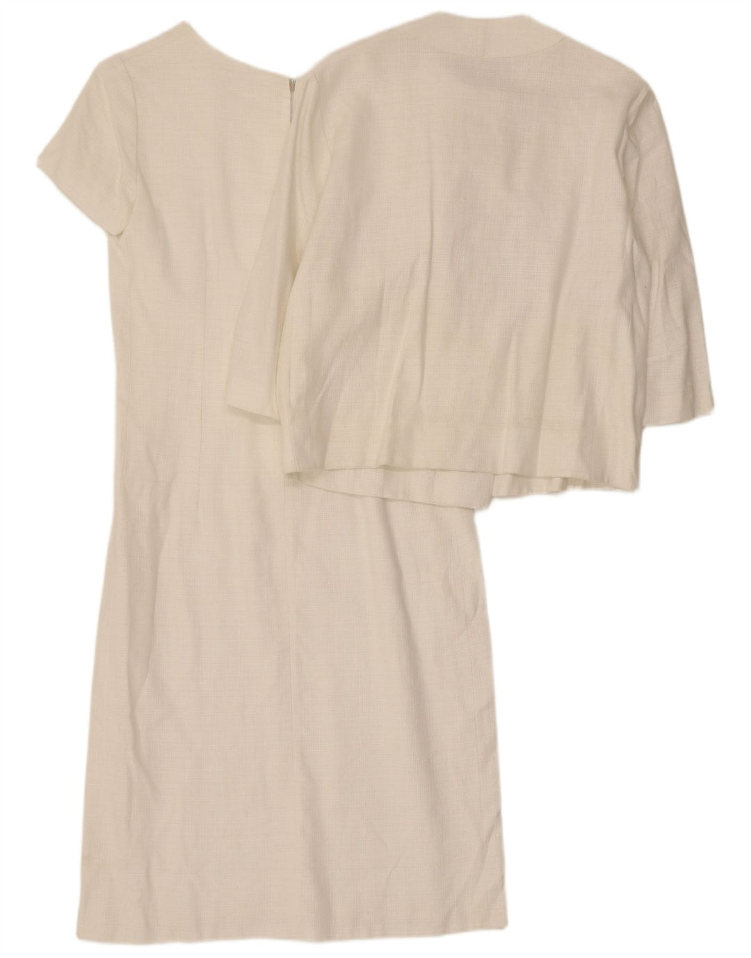Set da 2 pezzi vintage da donna con maniche a 3/4 e 5 bottoni UK 14 medio bianco