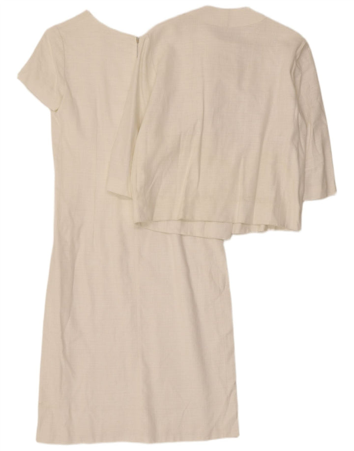 Set da 2 pezzi vintage da donna con maniche a 3/4 e 5 bottoni UK 14 medio bianco