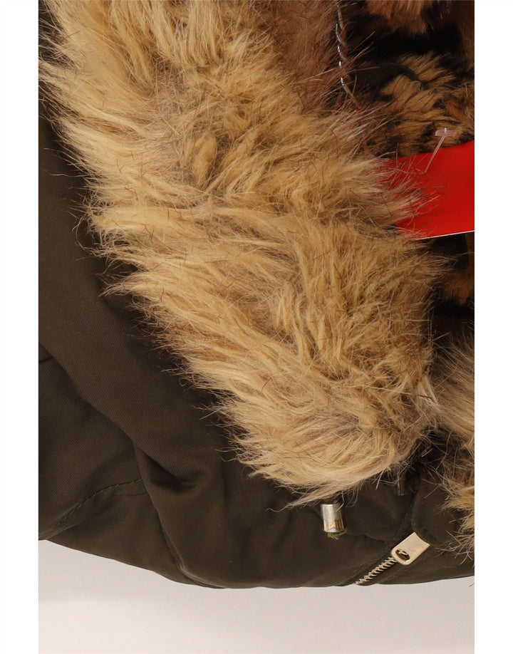 Giacca Parka con cappuccio da donna Zara UK 14 poliestere kaki medio