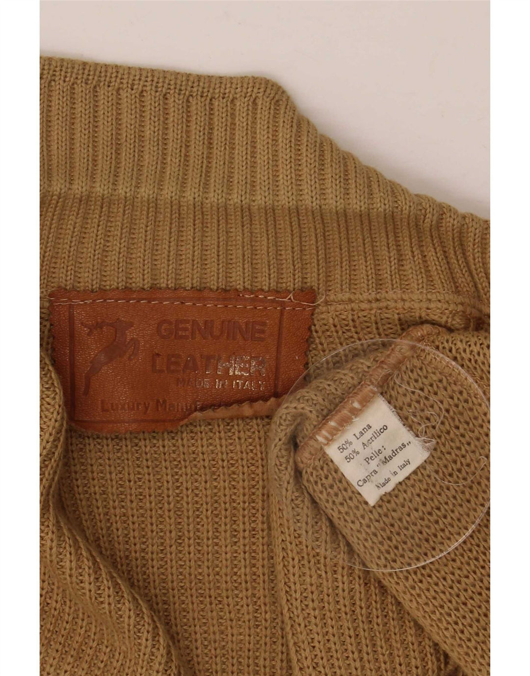 Maglione cardigan da uomo vintage in lana marrone medio