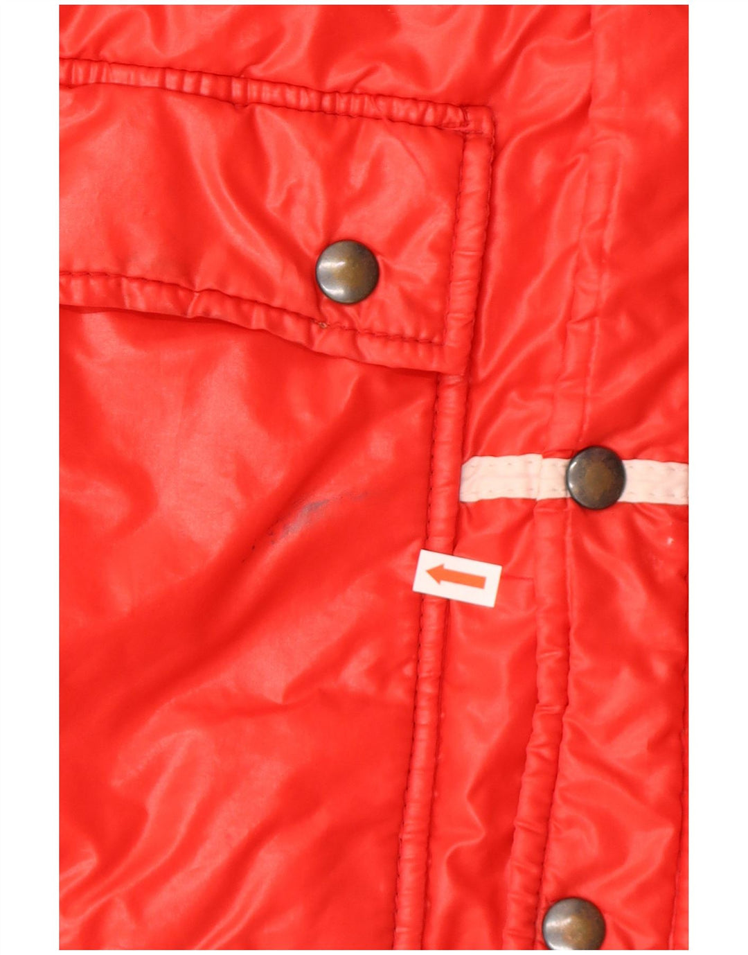 Gilet imbottito da uomo vintage UK 36 piccolo rosso color block in poliammide