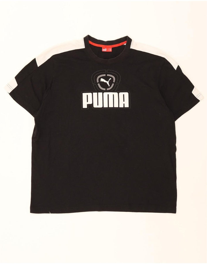 PUMA Mens Graphic T-Shirt Top XL Black Colourblock Vintage Puma and Second-Hand Puma from Messina Hembry 