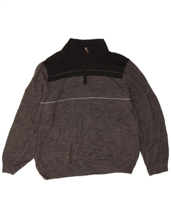 Maglione da uomo Dockers con zip e collo XL in acrilico color block grigio