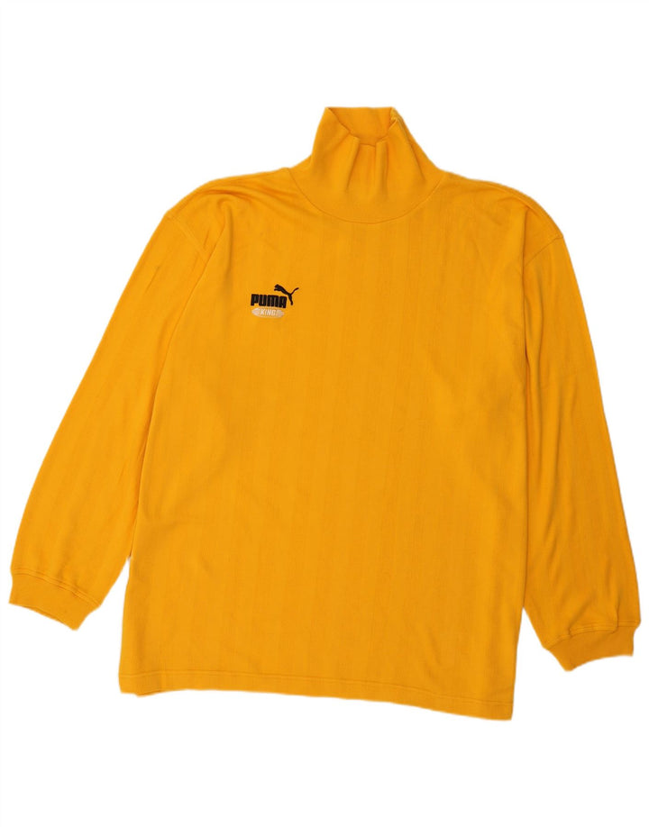 Maglia Puma da uomo a maniche lunghe XL in cotone a righe gialle