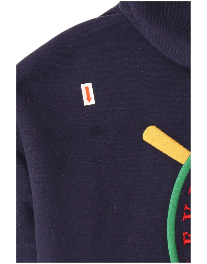 LEVI'S maglione con cappuccio e zip grafica oversize da donna UK 10 piccolo blu navy