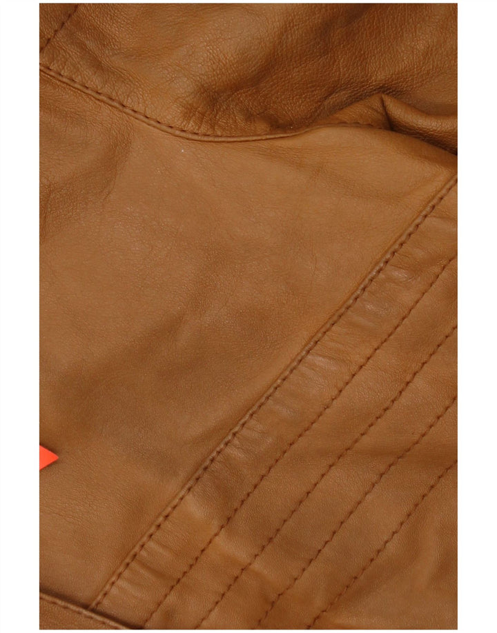 Giacca in pelle da donna vintage IT 44 in pelle marrone medio