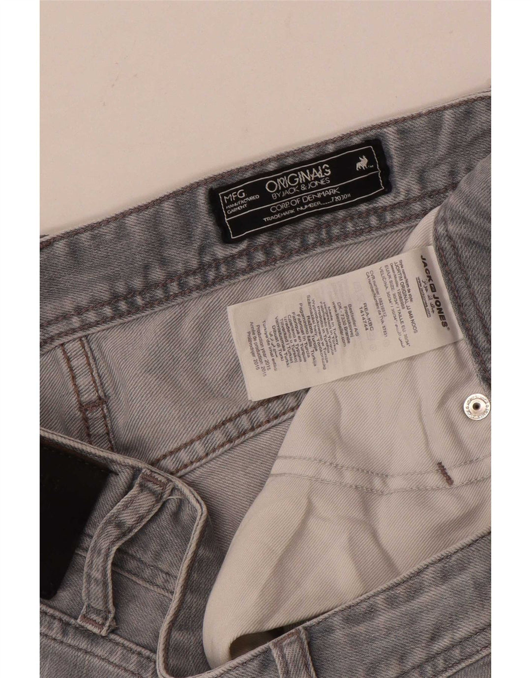 Jack & Jones Uomo Tim Slim Jeans W30 L34 Cotone Grigio