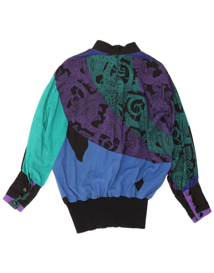 Camicetta oversize a maniche lunghe da donna Fink Top UK 14 Large Black Paisley Wool