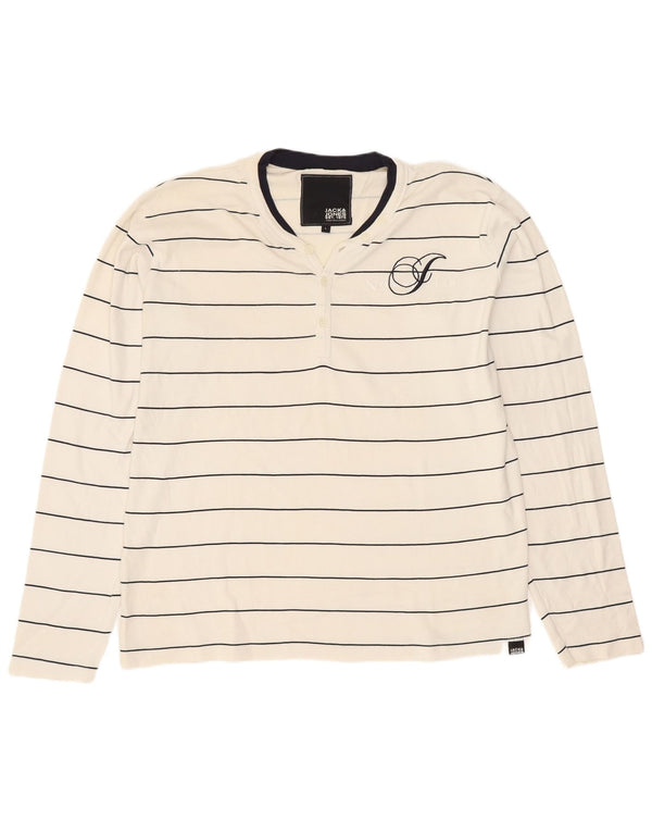 Jack & Jones Top da uomo a maniche lunghe in cotone a righe larghe bianche