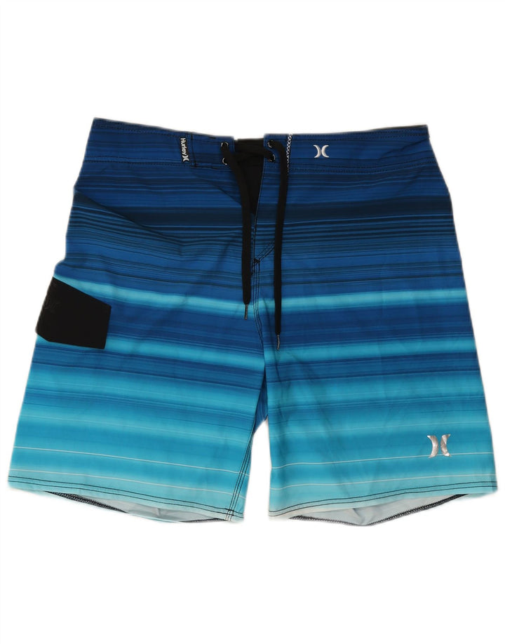 Pantaloncini da bagno da uomo Hurley, poliestere a righe grandi blu
