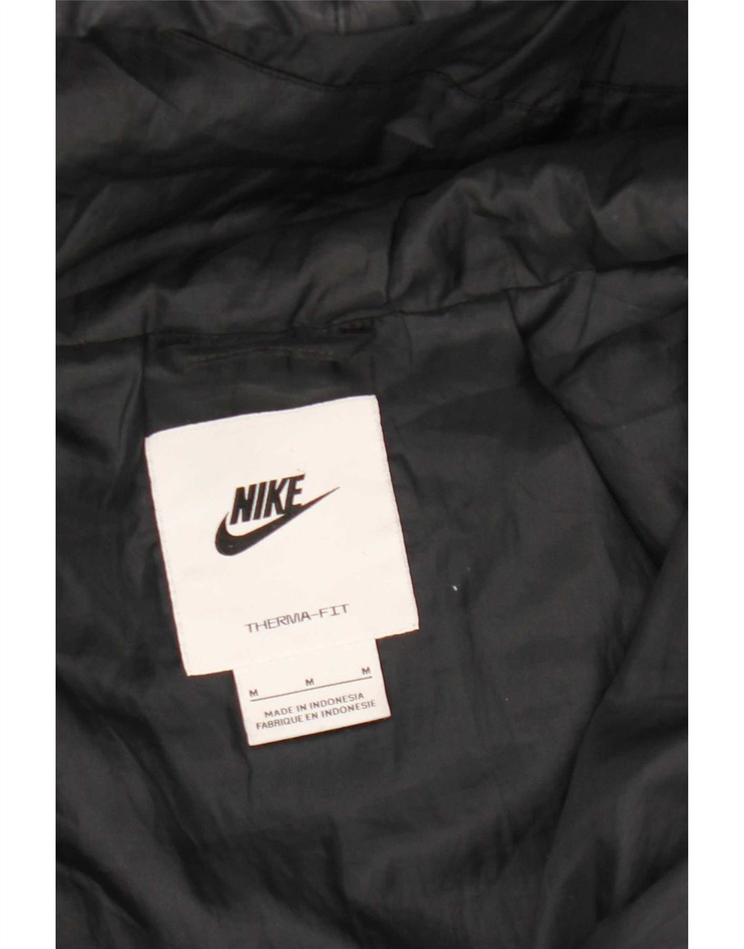 Giacca imbottita oversize con cappuccio Nike Therma-Fit da donna UK 14 media nera