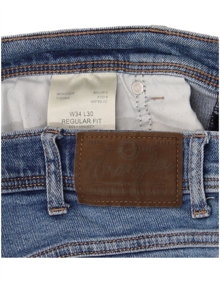 Jeans dritti da uomo vestibilità regolare WRANGLER W34 L30 cotone blu