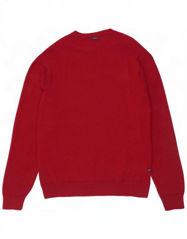 Maglione da uomo con scollo a V Nautica, grande rosso, cotone a rombi/diamanti