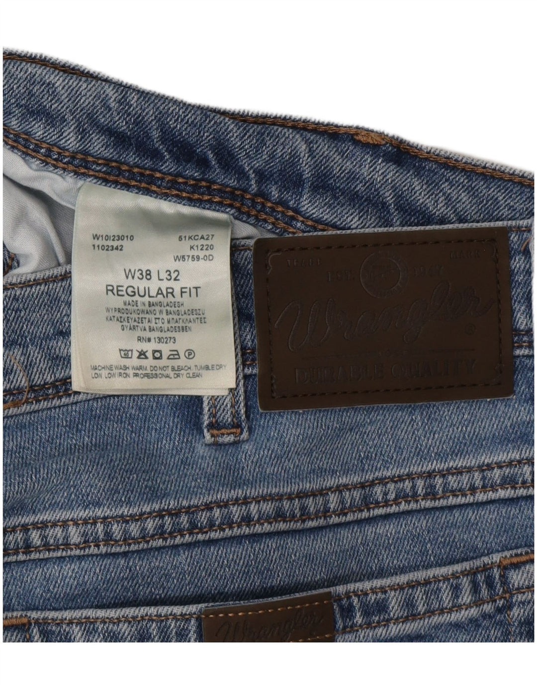 Jeans dritti da uomo vestibilità regolare WRANGLER W38 L32 cotone blu