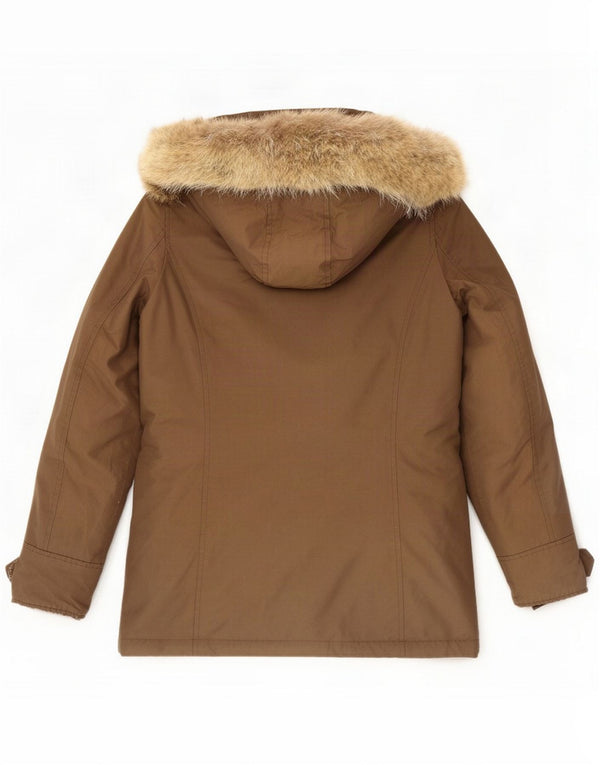 Woolrich Womens Hooded Padded Coat UK 10 Small Brown