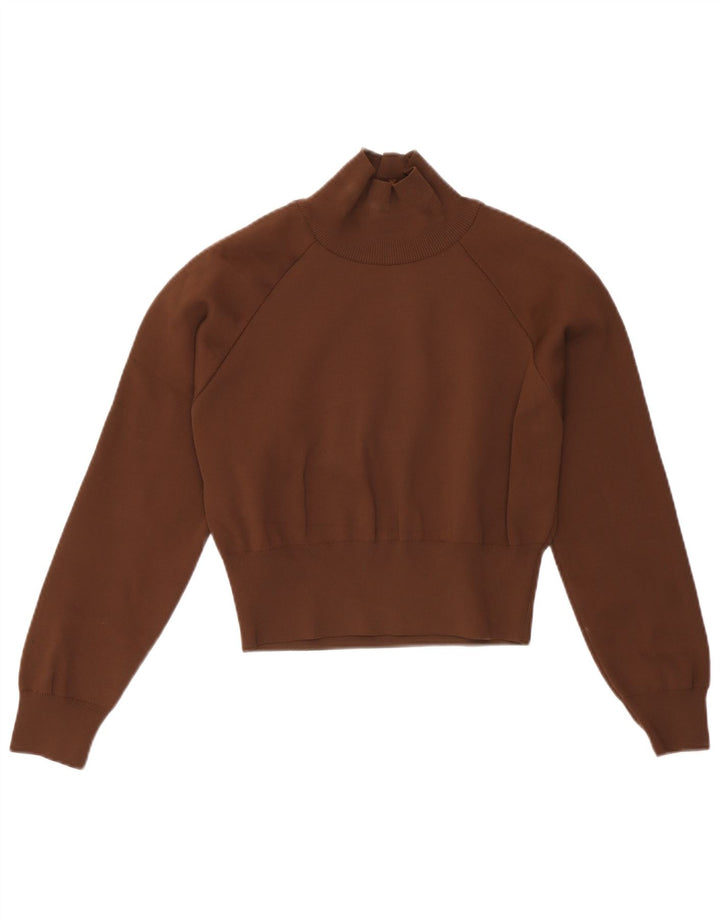 Maglione corto a collo alto da donna Zara UK 10 piccolo marrone