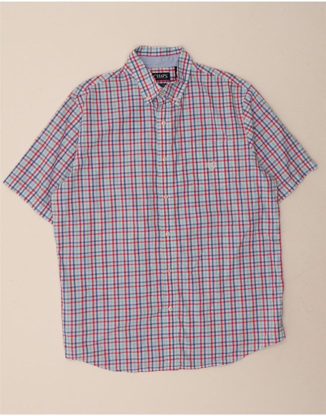 CHAPS Mens Short Sleeve Shirt XL Multicoloured Check Cotton Vintage Chaps and Second-Hand Chaps from Messina Hembry 