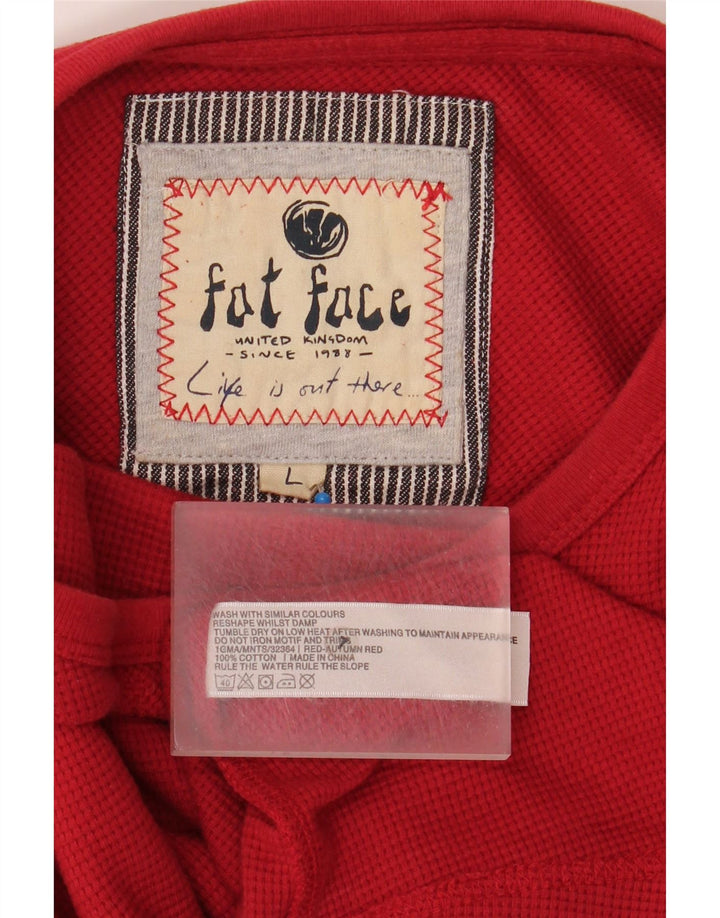 Fat Face Top da uomo a maniche lunghe grande in cotone rosso