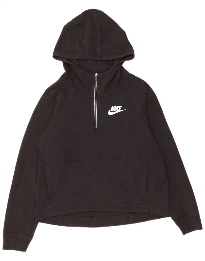 Maglione con cappuccio e zip grafica oversize da donna NIKE UK 10 piccolo nero