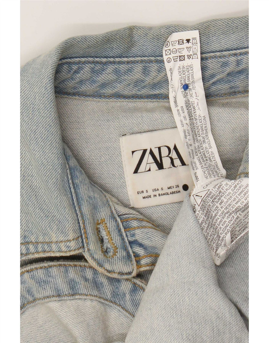 Camicia in denim oversize da donna Zara UK 10 piccola in cotone blu