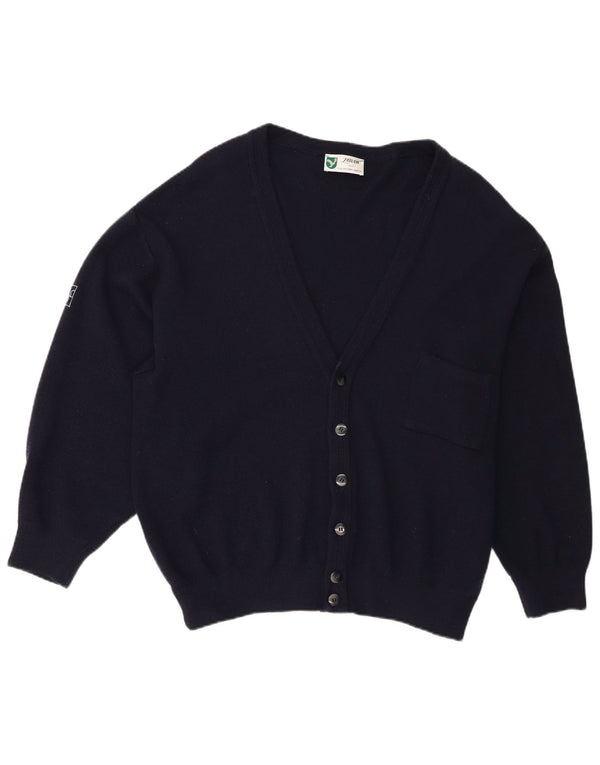 Maglione cardigan da uomo Milano EU 52 grande lana vergine blu navy