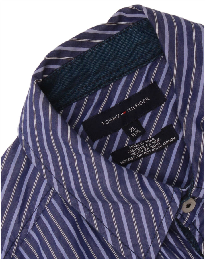 Camicia da uomo Tommy Hilfiger XL in cotone a righe blu