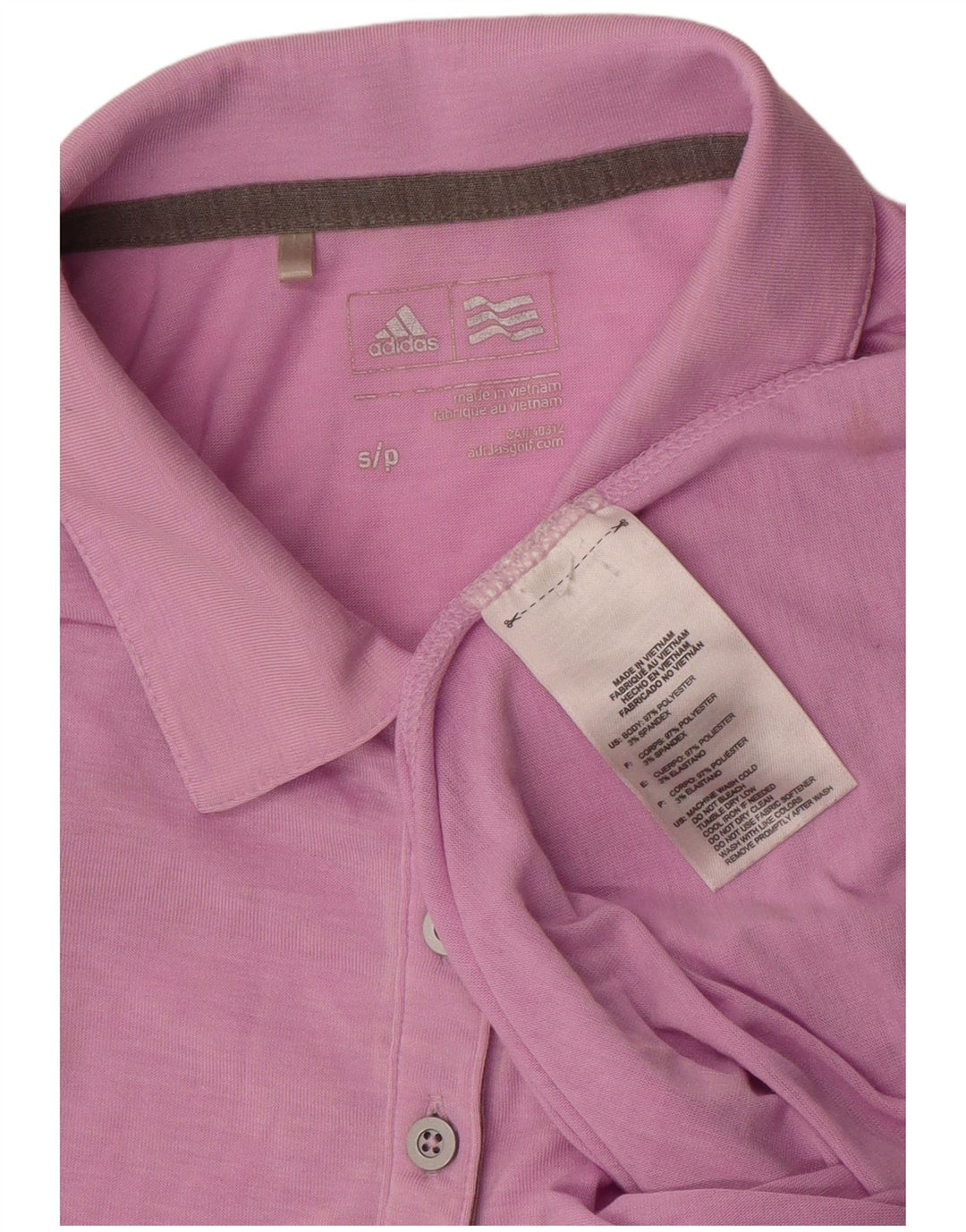 Polo a maniche lunghe da donna Adidas UK 10 Small Rosa Poliestere
