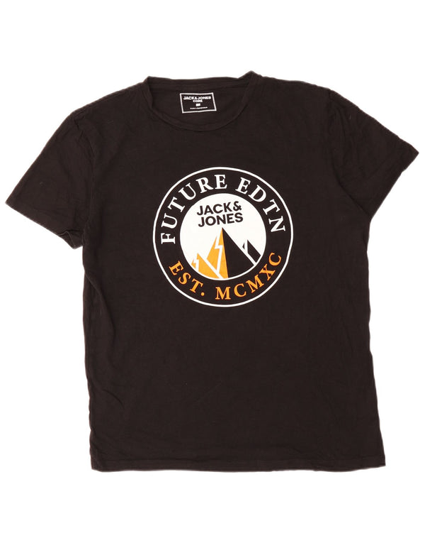 Jack & Jones T-shirt grafica da uomo grande in cotone nero