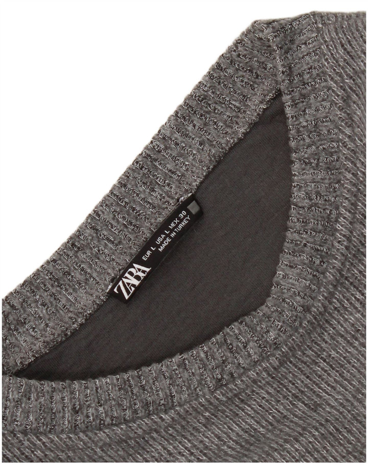 Top corto da donna Zara a maniche lunghe UK 16 grande grigio